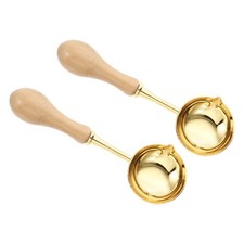 4" Wax Seal Spoon, 2Pcs Vintage Wax Sealing Melting Spoon, Wood Color