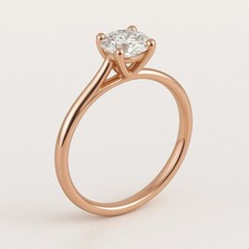 1.00 Carat IGI Certified D VS1 Lab Grown Round Diamond Ring 14k Rose