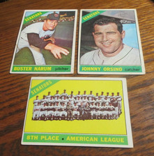 3) 1966 Topps Washington Senators baseball cards #77 Orsino #194 TEAM #274 Narum