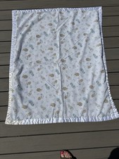 Vintage Precious Moments Baby Quilt Blanket 40x50 Crib Handmade Satin Edge READ