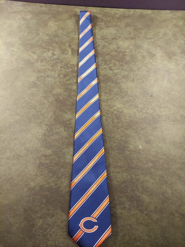 Chicago Bears NFL Neck Tie Blue Orange Stripe - Picture 3 of 5