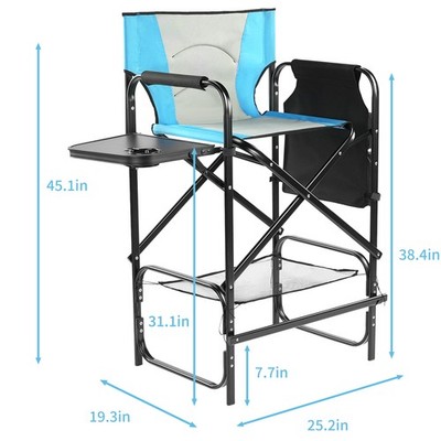 31'' Tall Directors Chair with Footrest Portable Bar Height Folding Camping Chair