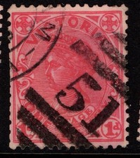 Australia Victoria 1905 One Penny 1d red perf 12 x 12&frac12; SG417 Used numeral 51