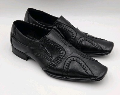 District 3 Buckle Movement Shoe Size 10.5 Mens Black Stitched Square Toe Leather