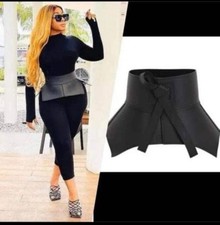 Women Black Faux Leather Western Fashion Cincher Corset Style Waist Belt