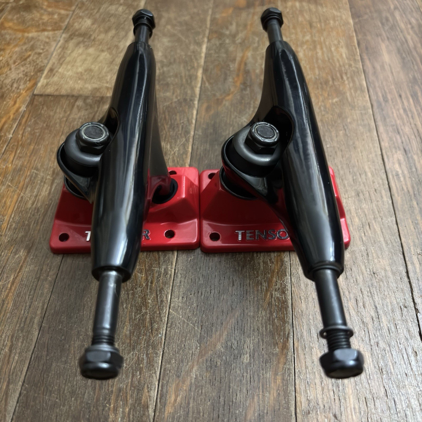 Skateboard Trucks (Set Of 2) - 8.0" Axle -  Black & Red - Tensor Trucks Alloy