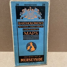 Bartholomew's MERSEYSIDE Revised Half-Inch Sheet 28 Vintage Cloth Map