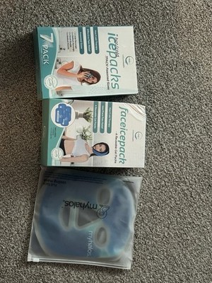Hot Cold Ice Pack Set + Face Ice Packs + Gel Mask Pain Relief Bundle NEW
