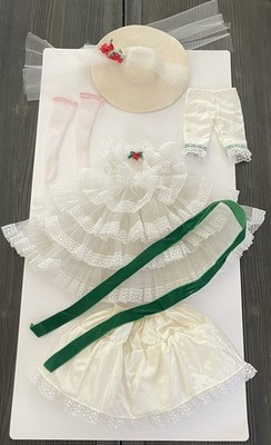 Outfit From A 14  Madame Alexander Scarlett O'Hara Doll Dress Stockings Bonnet +