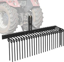 Field Tuff Tow-Behind Landscape Rake with Steel Spring Coil Tines for Leaves, Pi
