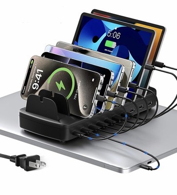 510W Fast Charging Station for Multiple Devices, 10 Port USB C Charger