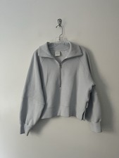 Varley Milano Half Zip Sweat Pullover Sweatshirt Ottoman Light Blue Large