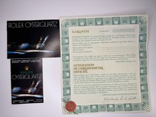 Rolex ORIGINAL 100% Warranty Garanzia Guarantie Certificate Paper Oysterquartz