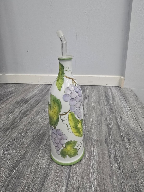 Andrea by Sadek Wild Grapes Porcelain Olive Oil bottle w/spout