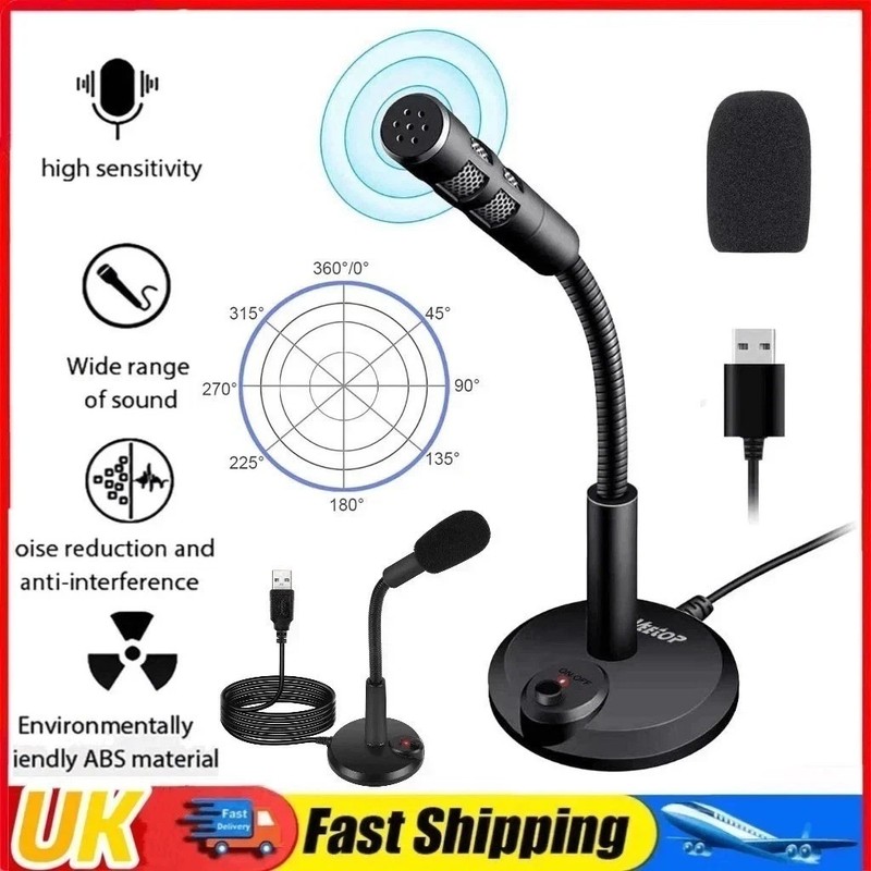 USB Microphone Mic for Laptop PC Computer MSN Skype Desktop Gaming Online