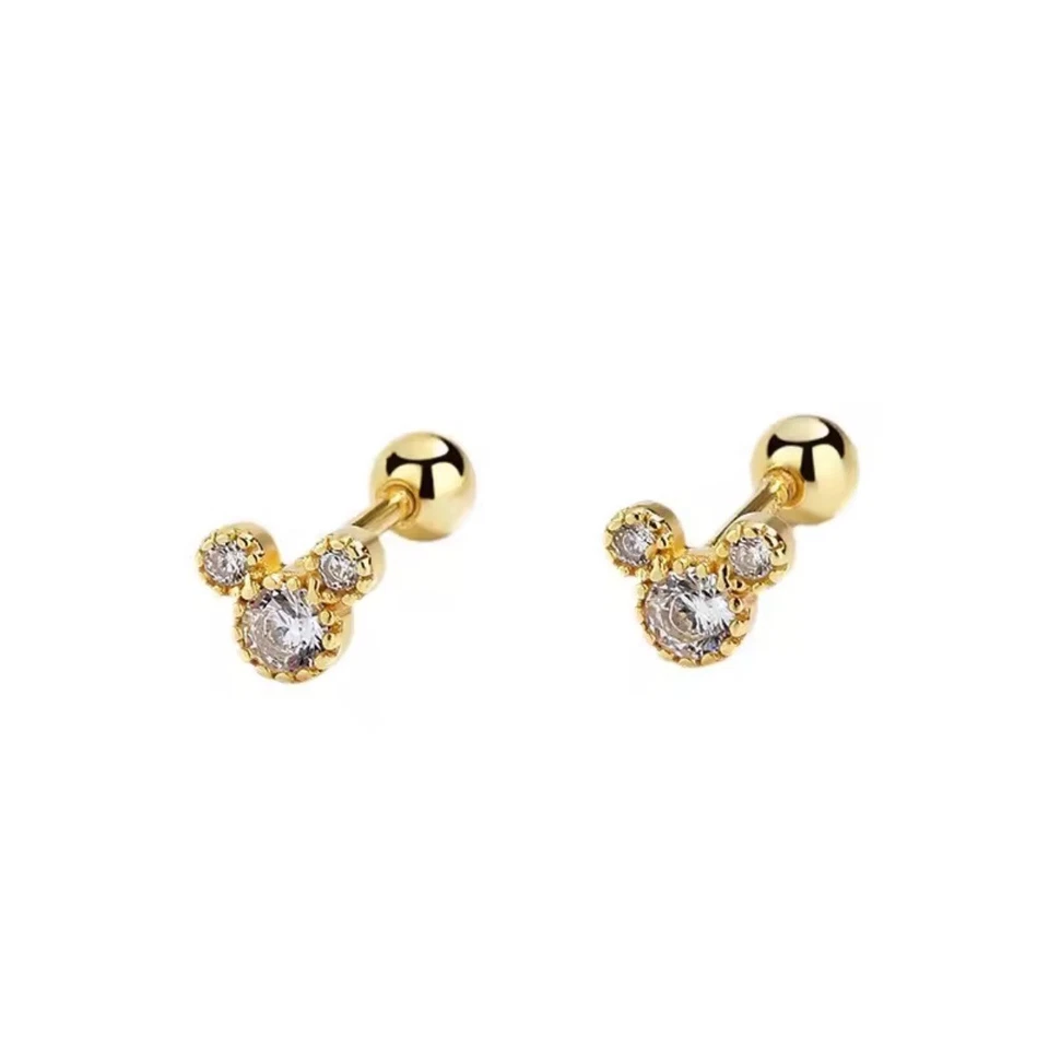 18k Gold over Silver Mickey Mouse CZ Earring Studs - Image 3 of 4