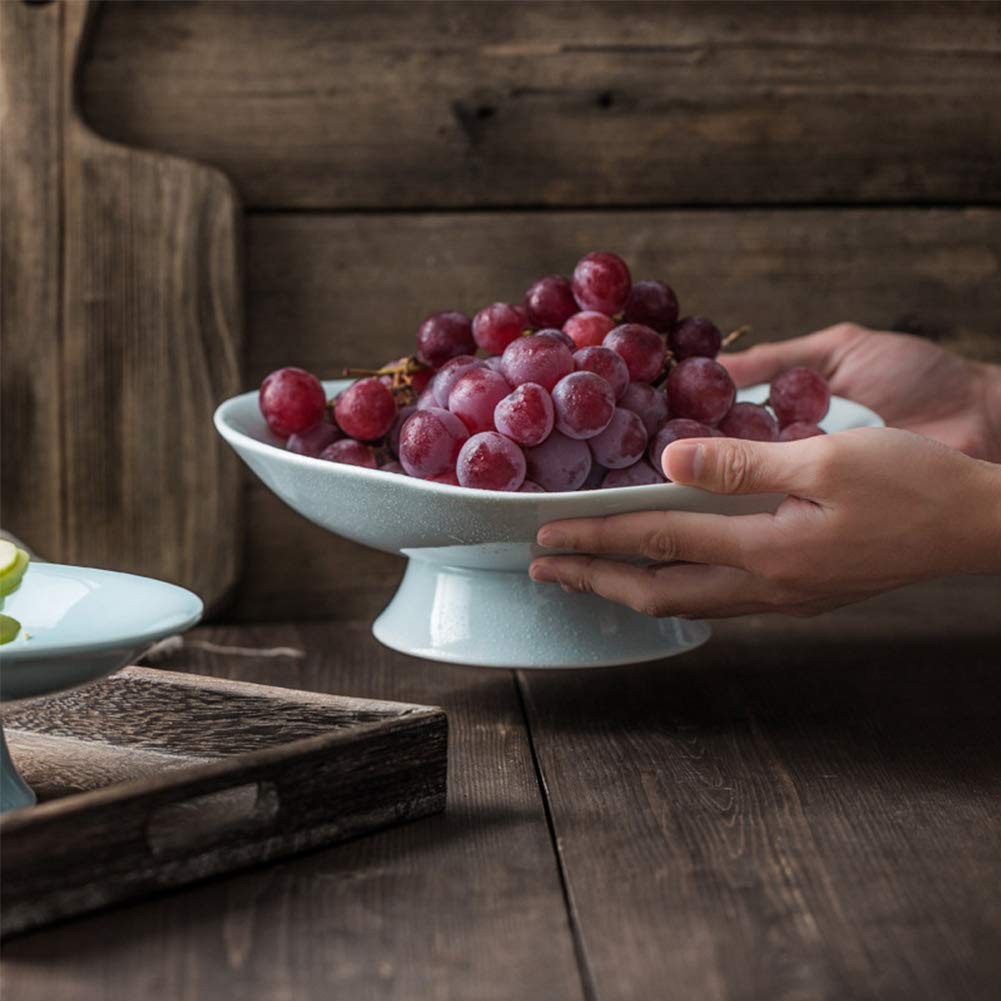 Ceramic Footed Bowl Round Pedestal Fruit Dessert Stand Kitchen Counter Decor 8.3