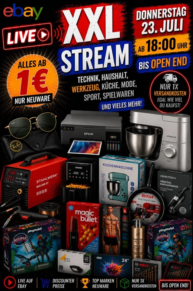 XXL Discounter Baumarkt Restposten Stream ab 18 Uhr -Open End 23 Juli