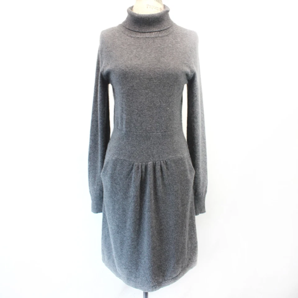 Peck & Peck 2-Ply 100% Cashmere Gray Turtleneck Short Sleeve Sweater Dress Large - Image 2 of 4