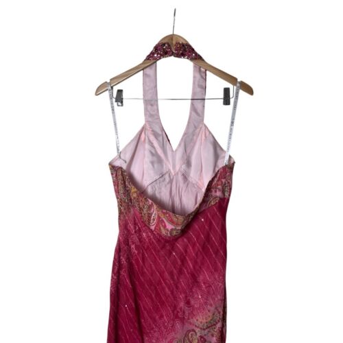 Y2K Vintage Niki Livas Pink Floral Beaded Prom Maxi Dress 14 1372 - Picture 8 of 9