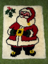 Vintage Latch Hook Rug Wall Decor Santa Christmas 1970s 1980s  20  x28  B117