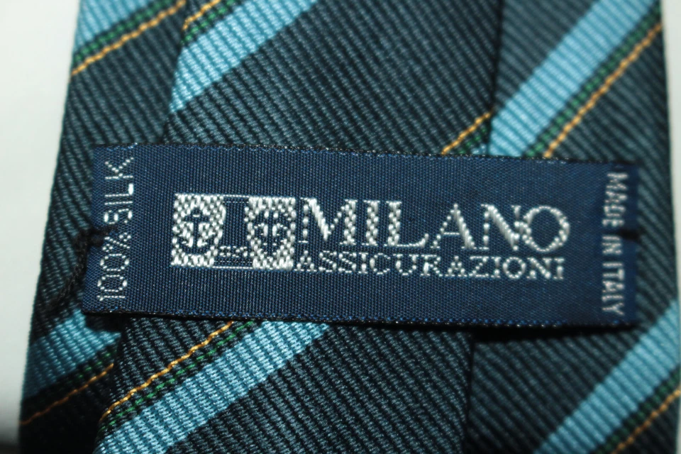 Corbata de seda MILANO ASSICURAZIONI Hecha en Italia F74827 Foto 4 de 4