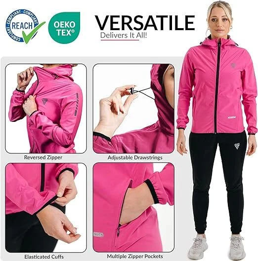 RDX Women Sauna Suit, Full Body Sweat Heat Suit with Hood, Gym Workout Jacket - Image 2 of 4