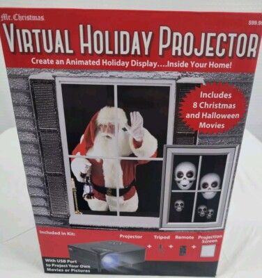 美品！ミスタークリスマス　ホリデー・イン・モーション Mr. Christmas Virtual Holiday Projector Animated Holiday Window