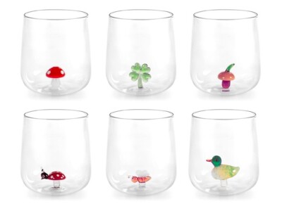 H&H 6 Borosilikatglas Gläser mit verschiedenen Miniaturen