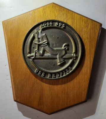 【28】米国海軍 US NAVY REDFISH AGSS-395 プラーク Vintage US NAVY SUBMARINE Plaque - USS REDFISH AGSS 395 - Wood w