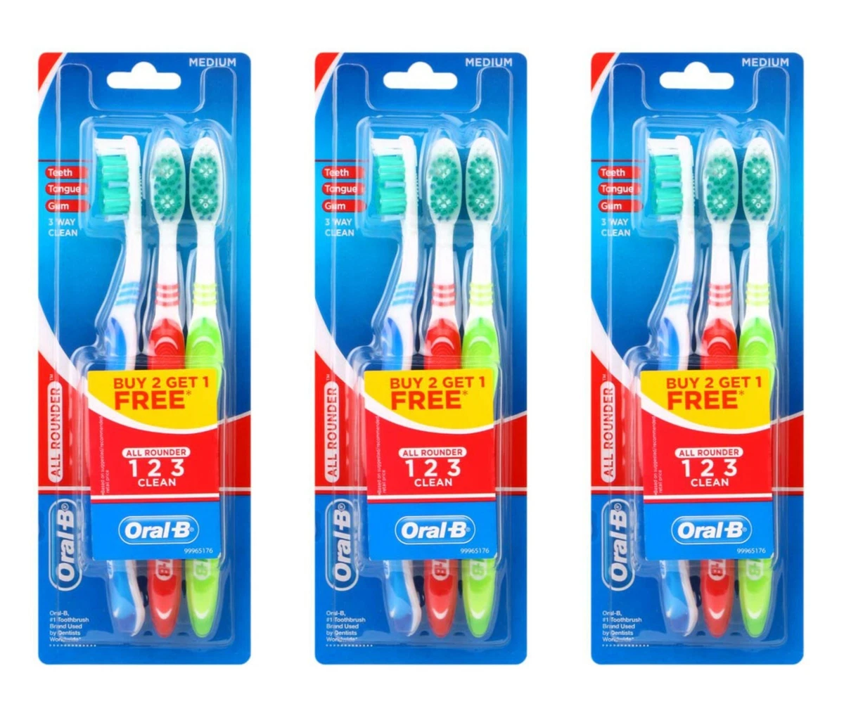 Oral B Oralb All Rounder Medium Toothbrush 3 Pack X3 9 BRUSHES