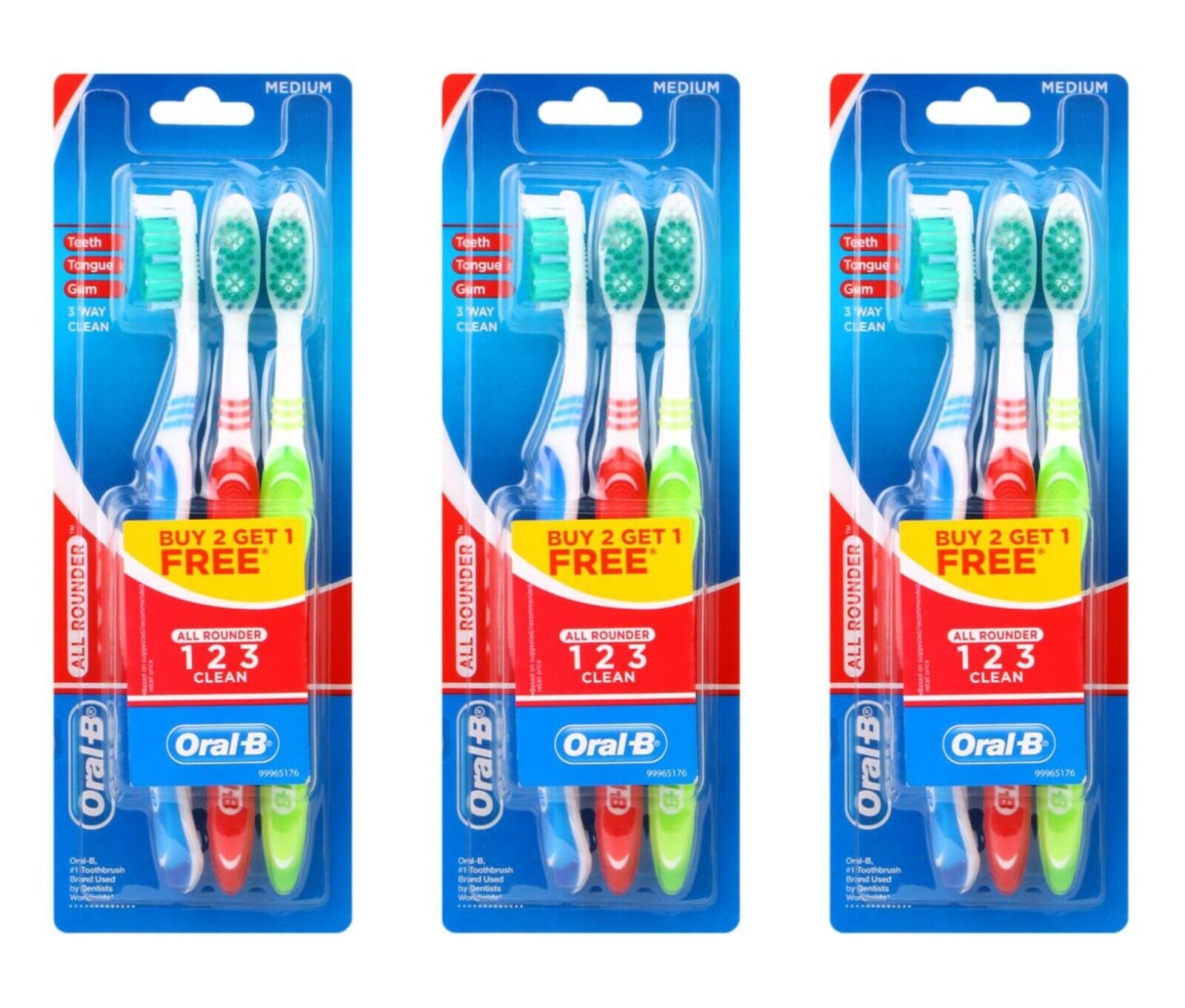 Oral-B Oralb All Rounder Medium Toothbrush 3 Pack X3 (9 BRUSHES)