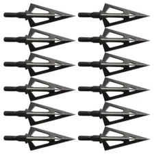 12X Hunting Broadhead Strength Steel Black Whirlwind 3 Blade Cut 0.9" Arrow Tip