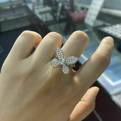 Butterfly 0.32Ct White Marquise Moissanite Solitaire 925 Sterling Silver Ring