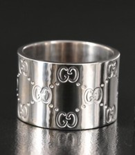 NEW / GUCCI ICON wide Band Ring in 18K Gold with GG logo / Size 8 / 16.4 gm
