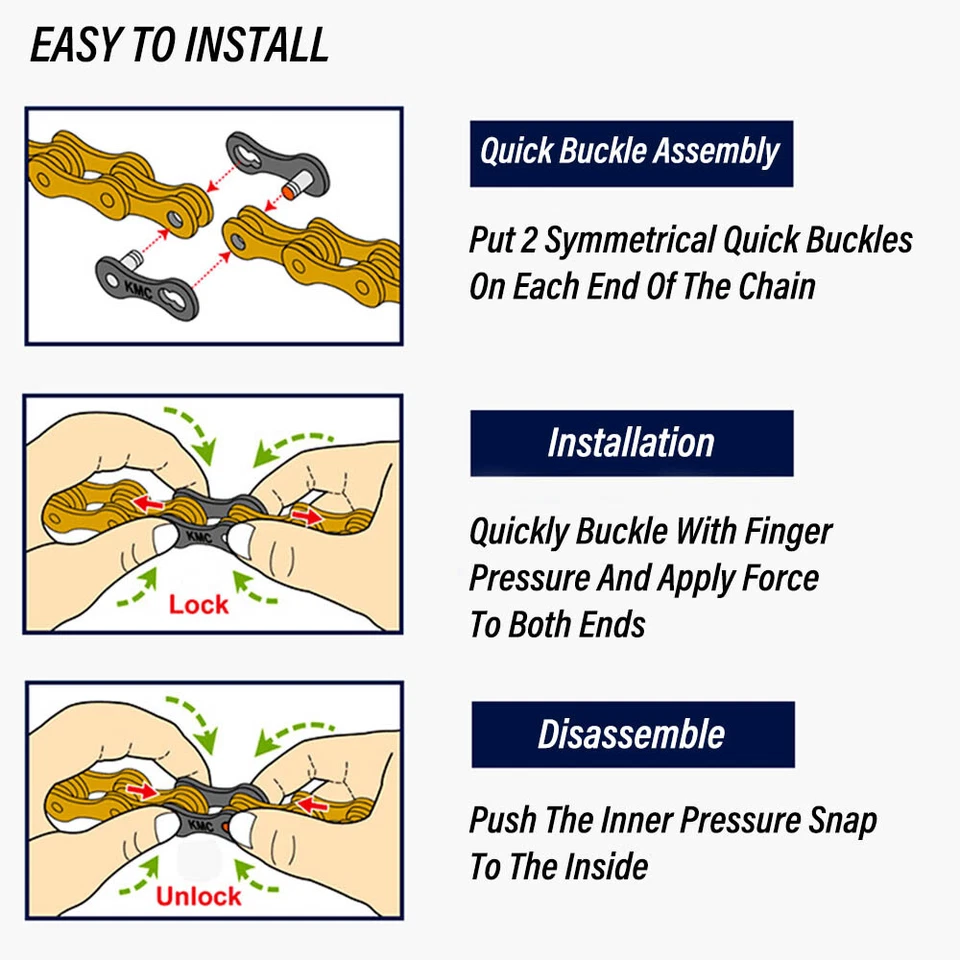 2 pares de astillas de eslabón perdido KMC 9/10/11/12 velocidades se adapta a Shimano Master Quick Link - Imagen 2 de 2