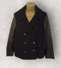 Gerard Darel Ladies Black Wool & Lambskin Leather Jacket Uk 14 Us 10 Eu 42 Rrp £