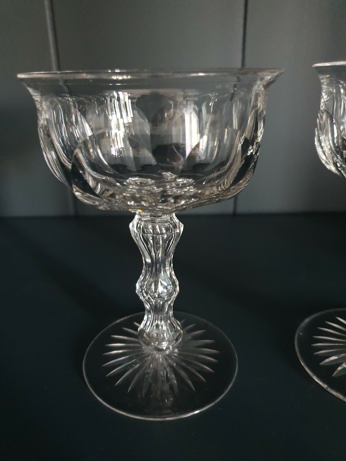 A Rare Pair Flared Bowl Hollow Stem Victorian Champagne Saucers eBay