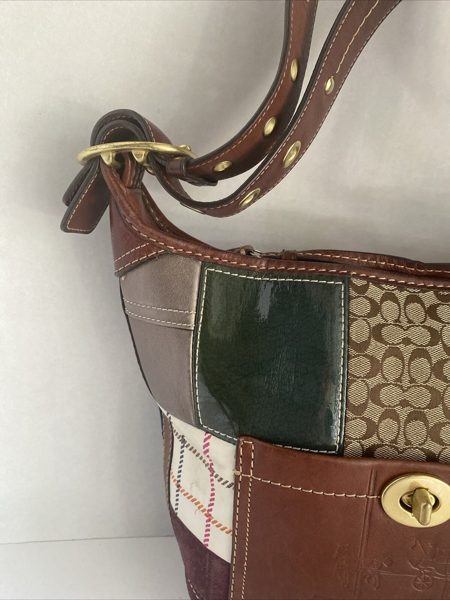 Coach Bleecker Holiday Patchwork Multicolor Duffle Bucket Shoulder