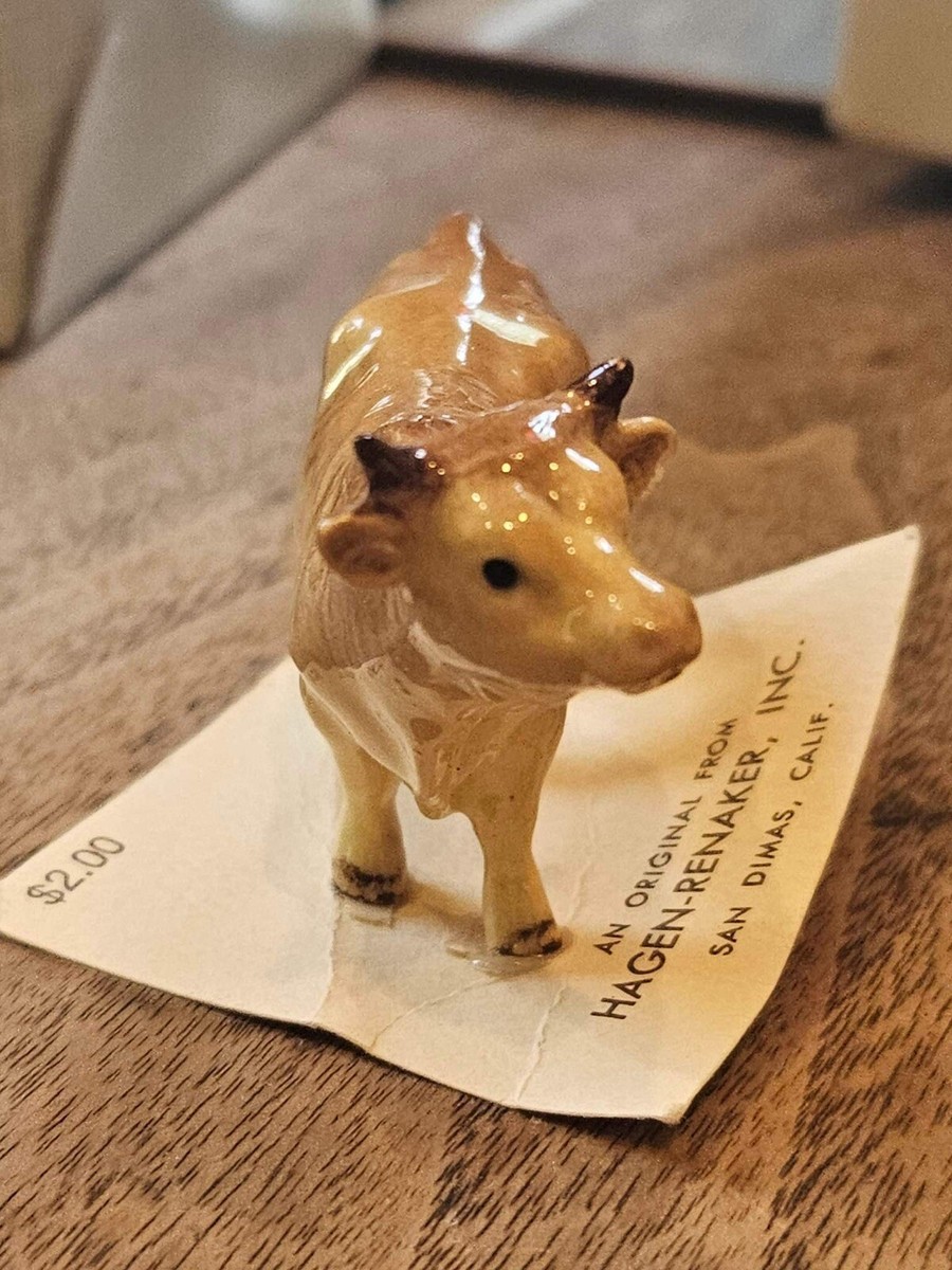 Vtg Hagen-Renaker Miniature Ceramic Jersey Cow Figurine Mint On