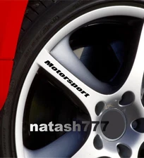 MOTORSPORT Decal Sticker Wheels Rims Sport Racing Car Emblem BLACK Set of 4 