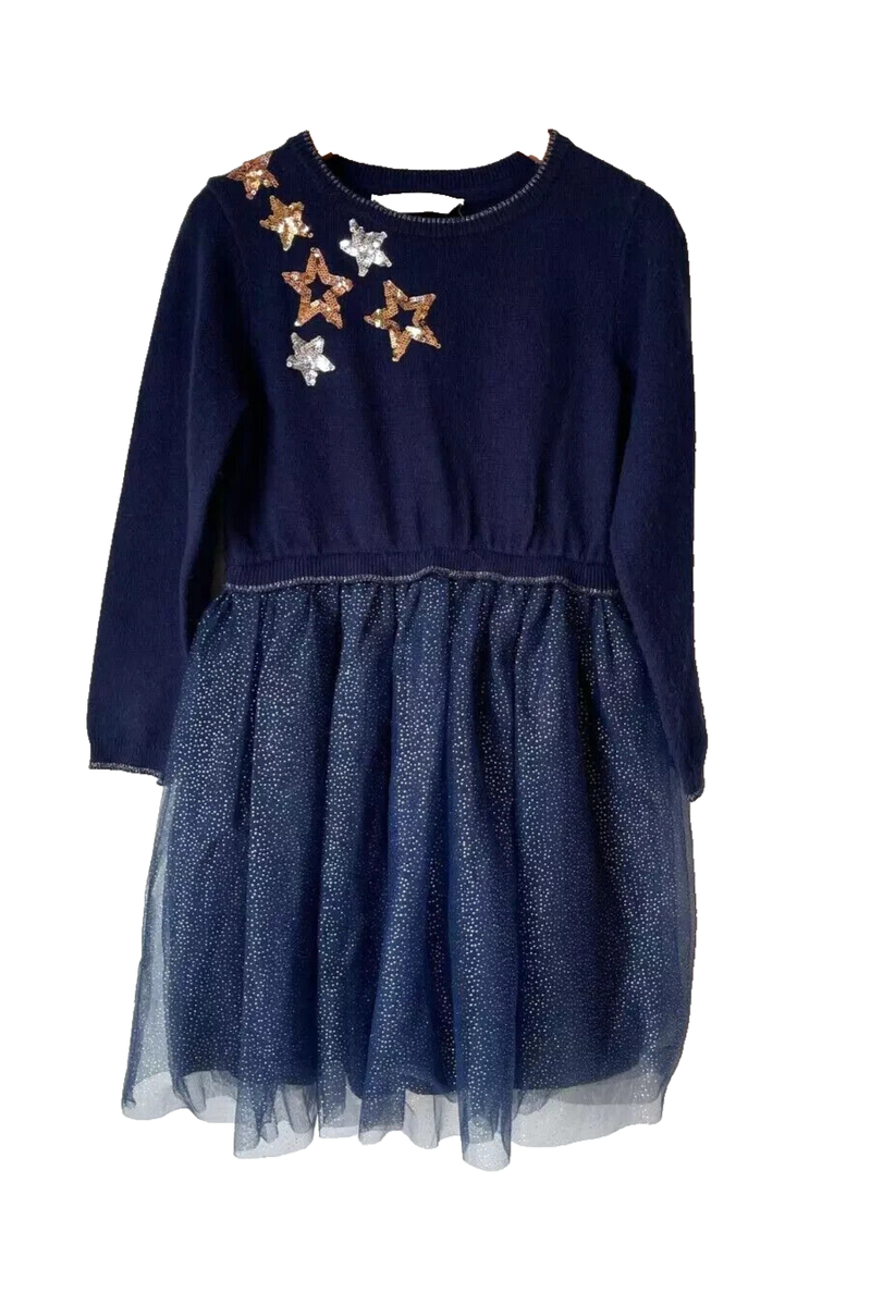 John Lewis Jumper Dress Navy Blue Knit Tutu Party Skirt, 10 Years