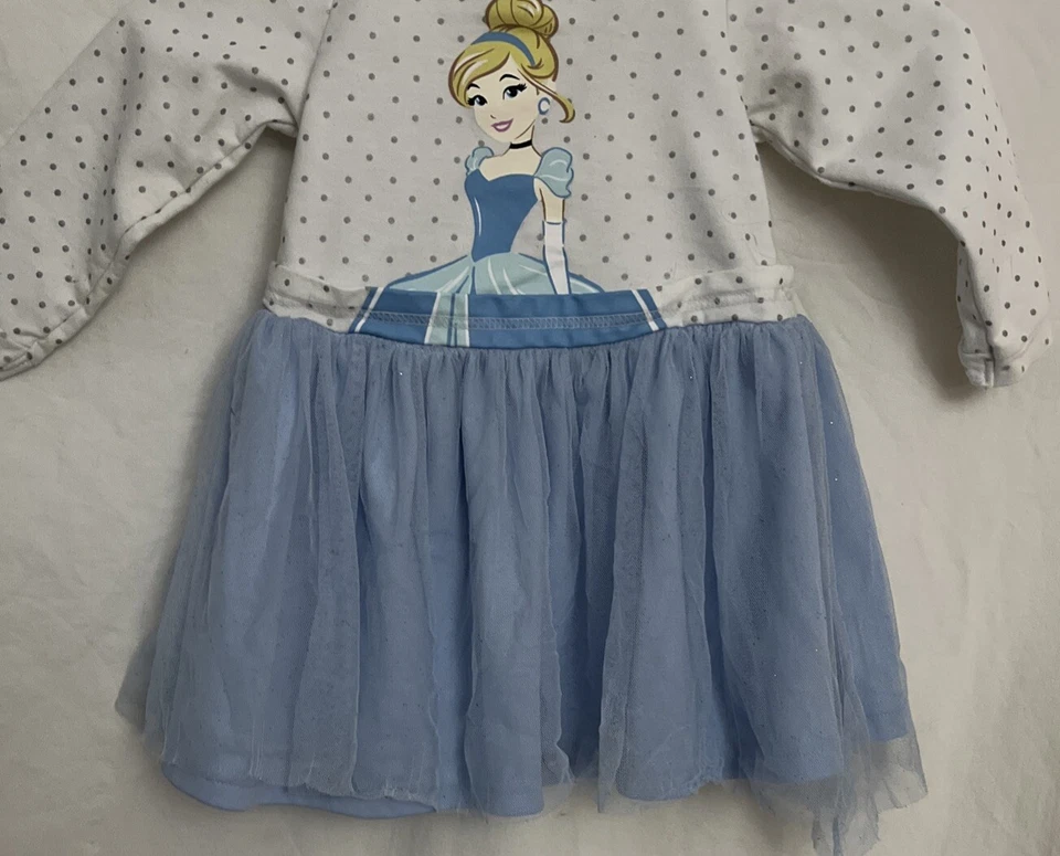 Vestido DISNEY Princesa Bebé Niño Niñas Cenicienta 24 Meses Manga Larga Tul Foto 2 de 4