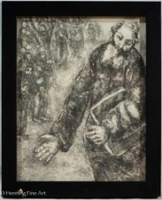 Beautiful Vintage Marc Chagall Etching Joshua Reads the Words of the Law, 1956