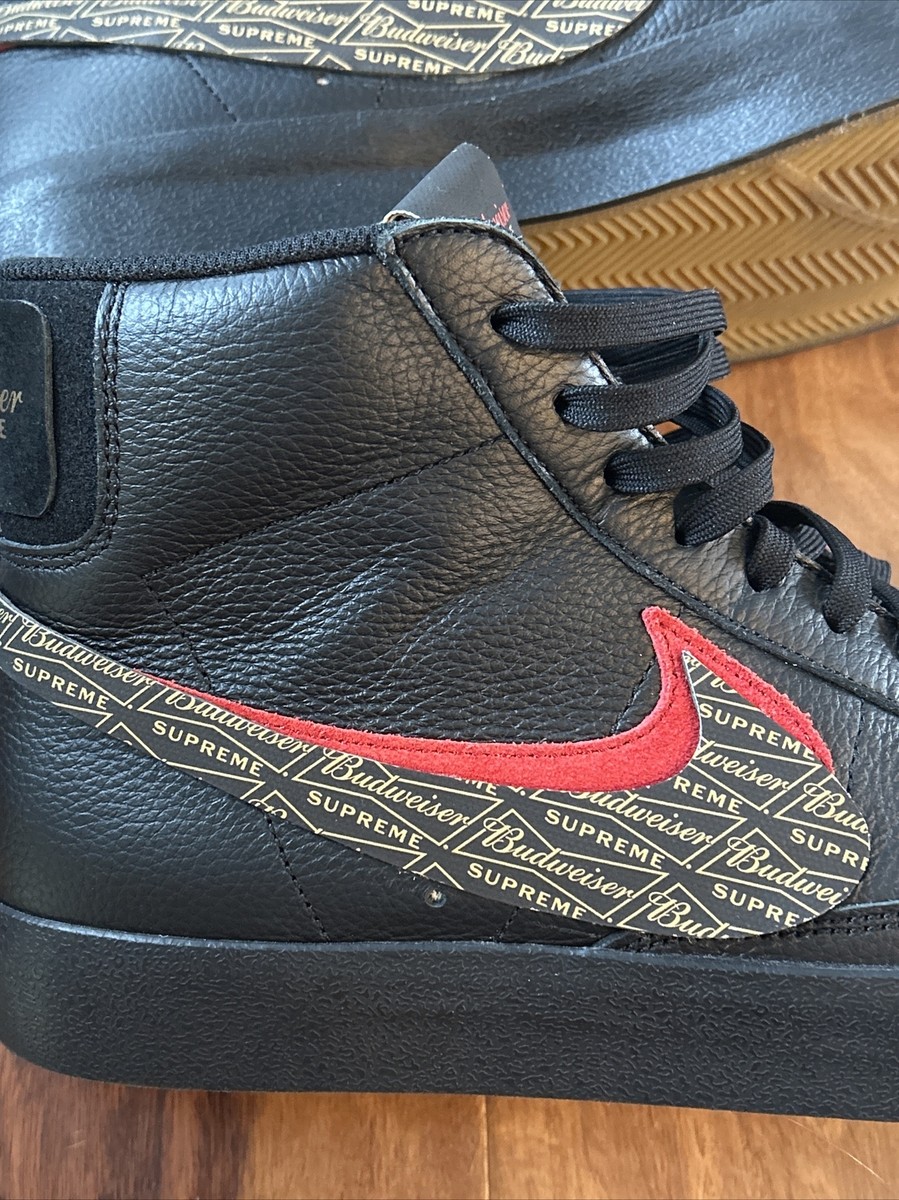 Nike By You ID Blazer Mid Leather Black Red BUDWEISER  display picture 1
