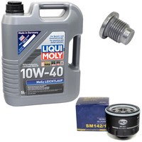 MotoröL Set 10W-40 5 Liter + ÖLfilter SM 142/1 + Schraube FüR Dacia Renault 1.5