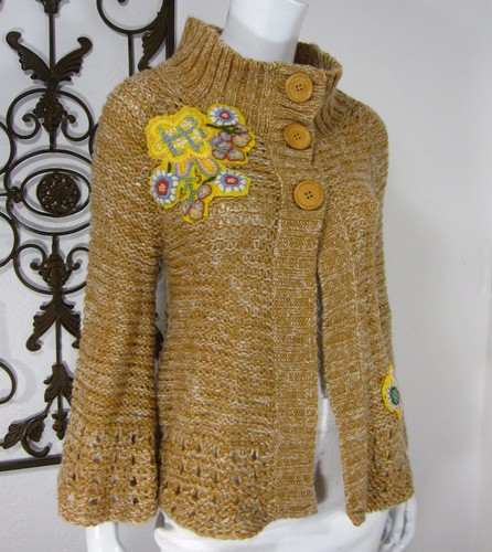 LULMARI Long Sleeve Cardigan Sweater Size M Medium Brown - Imagen 3 de 8