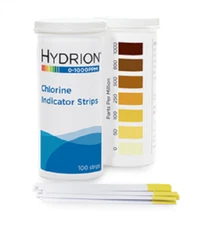 Professional Hydrion Chlorine Test Strips CH-1000, Range 0-1000 100 Strips