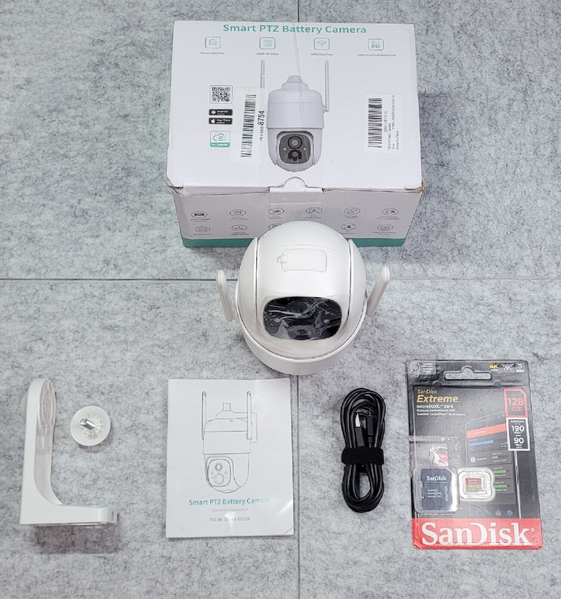 Smart PTZ Security Camera w/SanDisk 128GB Micro SD Card included