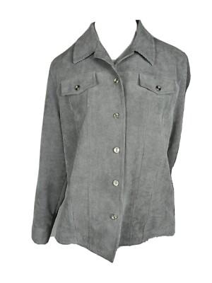 alfred dunner New Wms  12 Gray Corduroy Lt Weight Jacket S24